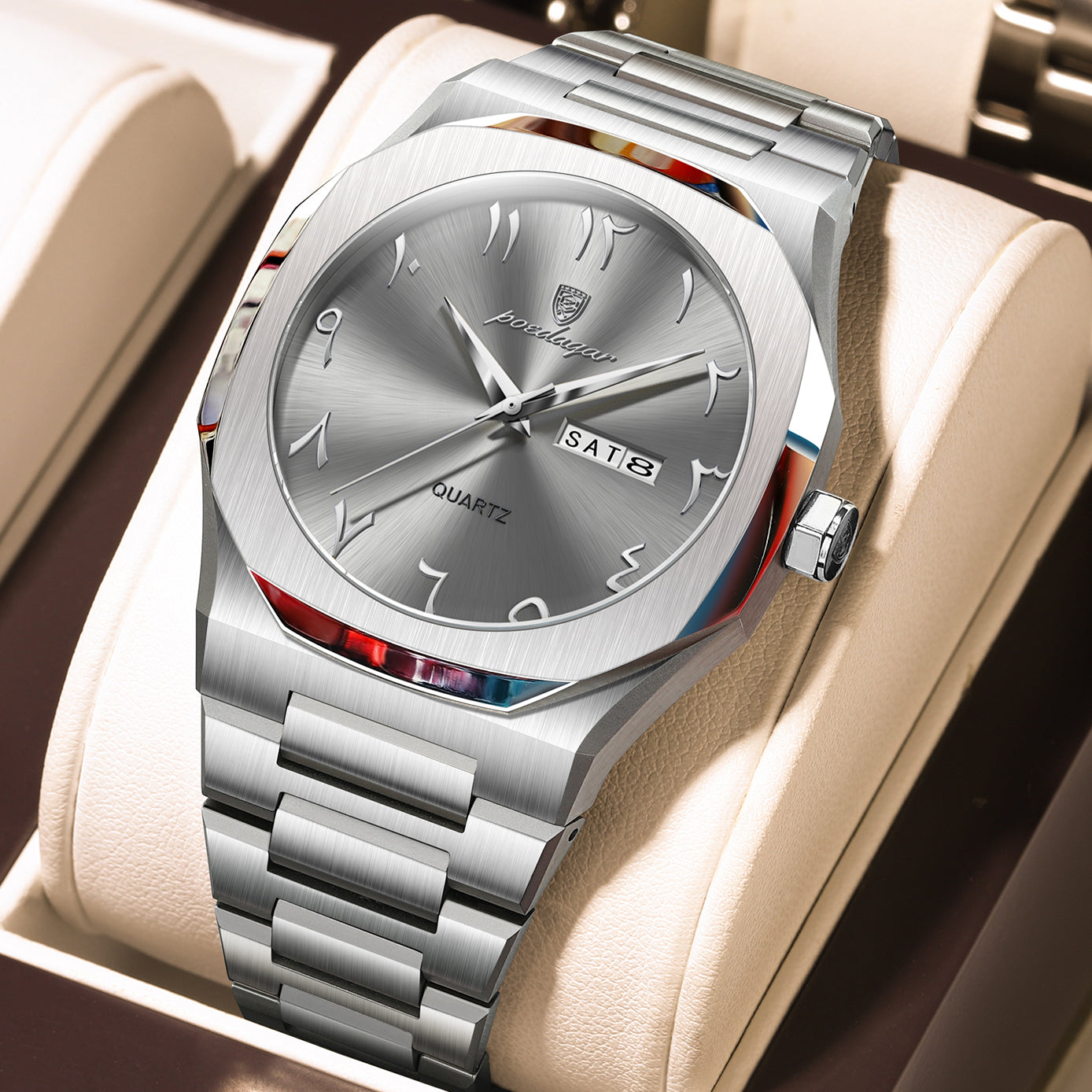 Swiss Design Men Watch - Watch Waterproof Week Calendar Quartz Stainless Steel
