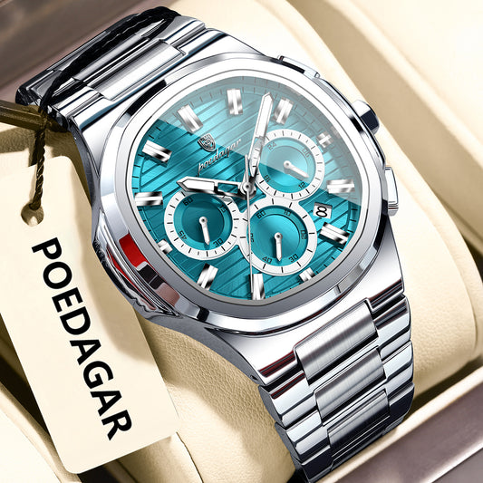 Swiss Design Men Watch - Date Chronograph Waterproof Luminous Stainless Steel Quartz