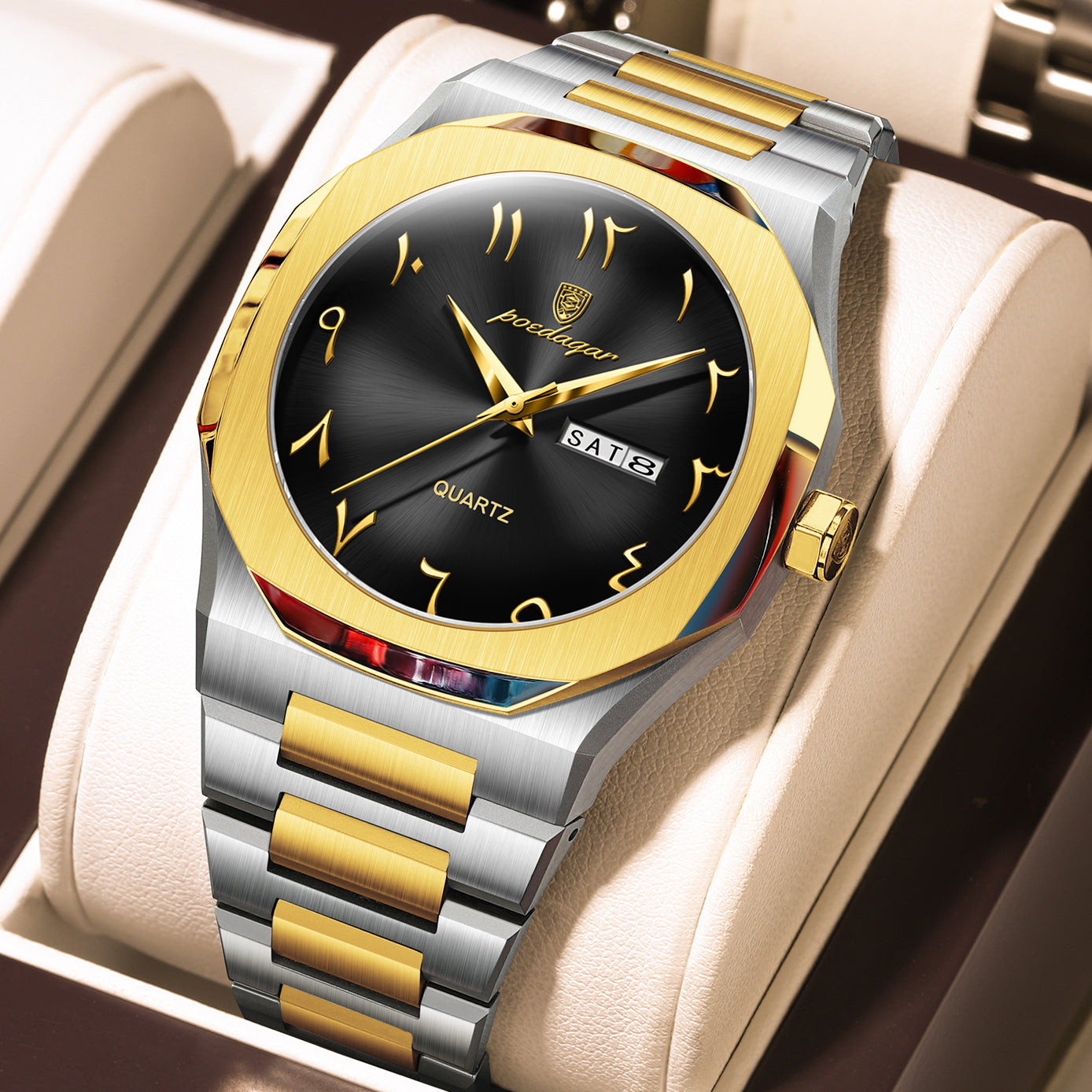 Swiss Design Men Watch - Watch Waterproof Week Calendar Quartz Stainless Steel