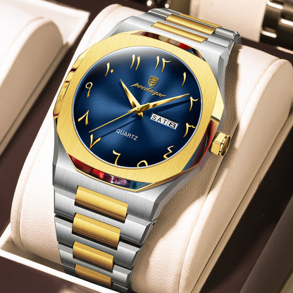 Swiss Design Men Watch - Watch Waterproof Week Calendar Quartz Stainless Steel