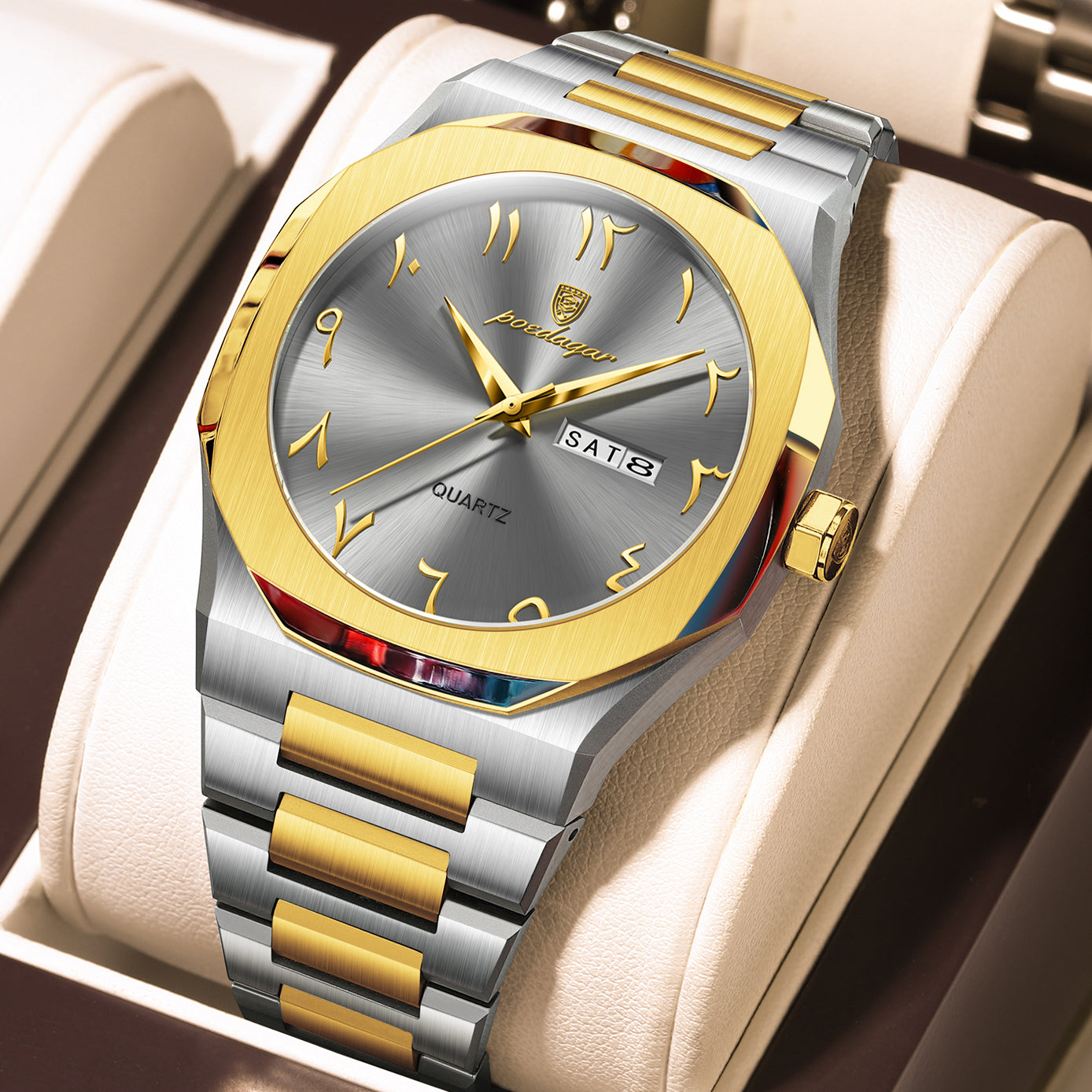 Swiss Design Men Watch - Watch Waterproof Week Calendar Quartz Stainless Steel