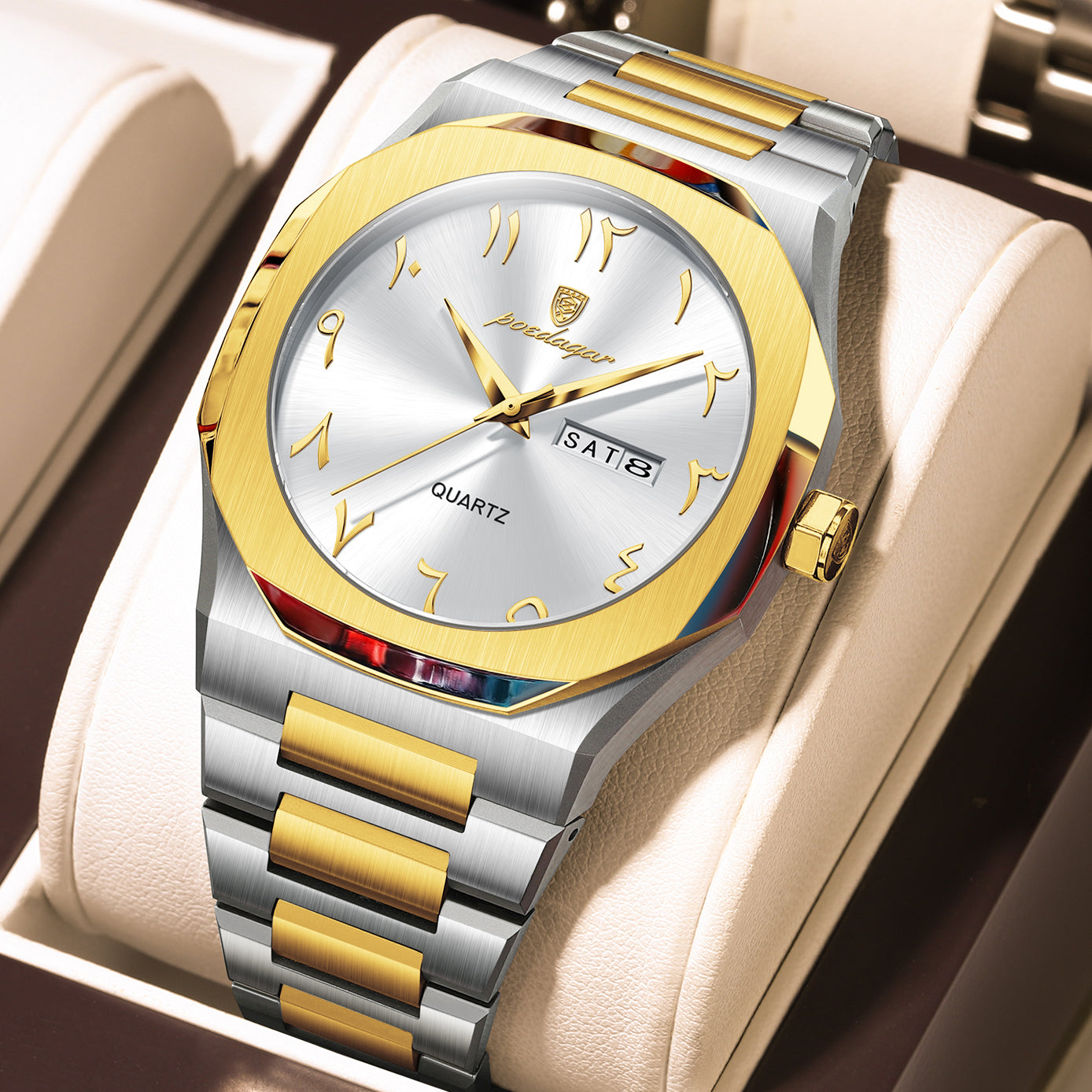 Swiss Design Men Watch - Watch Waterproof Week Calendar Quartz Stainless Steel