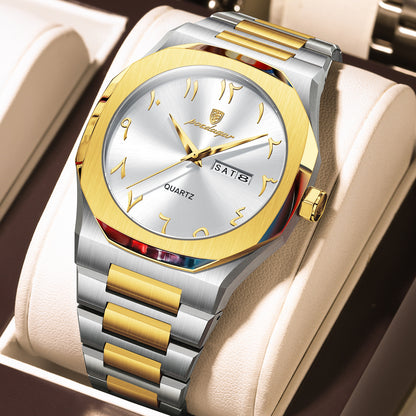 Swiss Design Men Watch - Watch Waterproof Week Calendar Quartz Stainless Steel