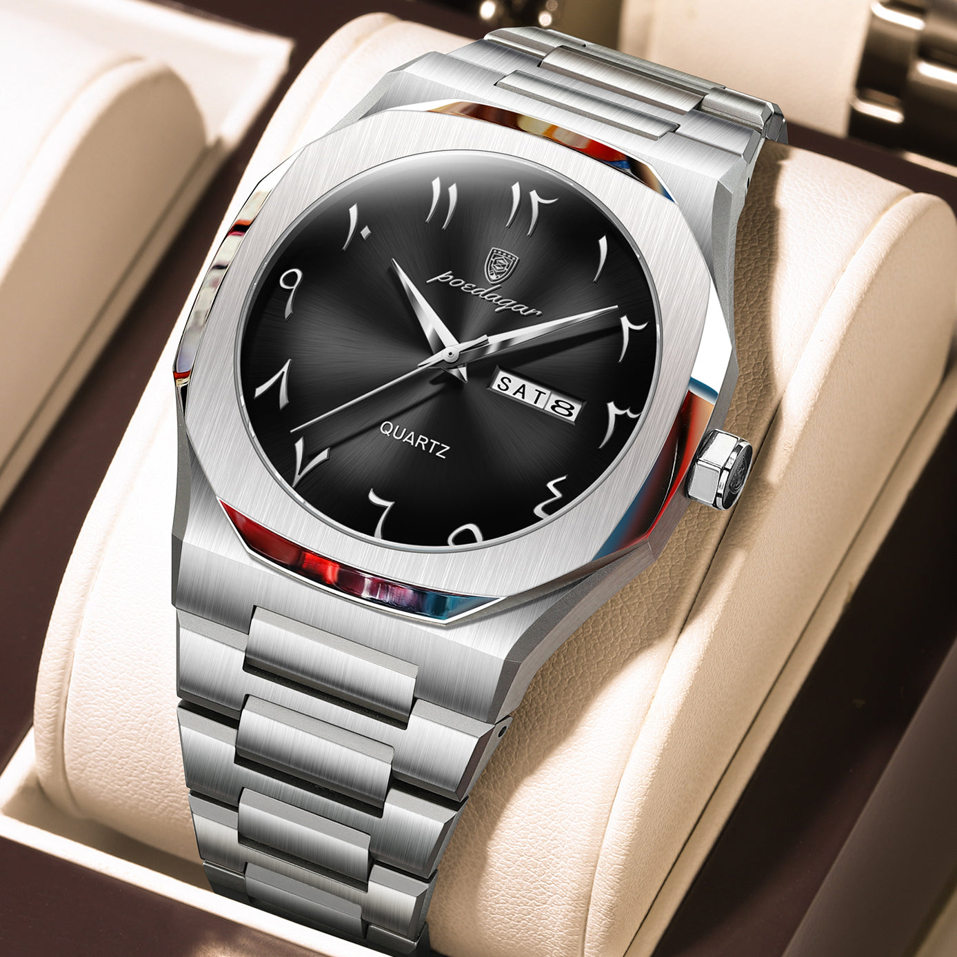 Swiss Design Men Watch - Watch Waterproof Week Calendar Quartz Stainless Steel