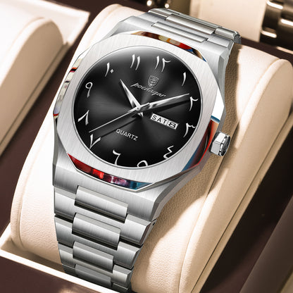 Swiss Design Men Watch - Watch Waterproof Week Calendar Quartz Stainless Steel
