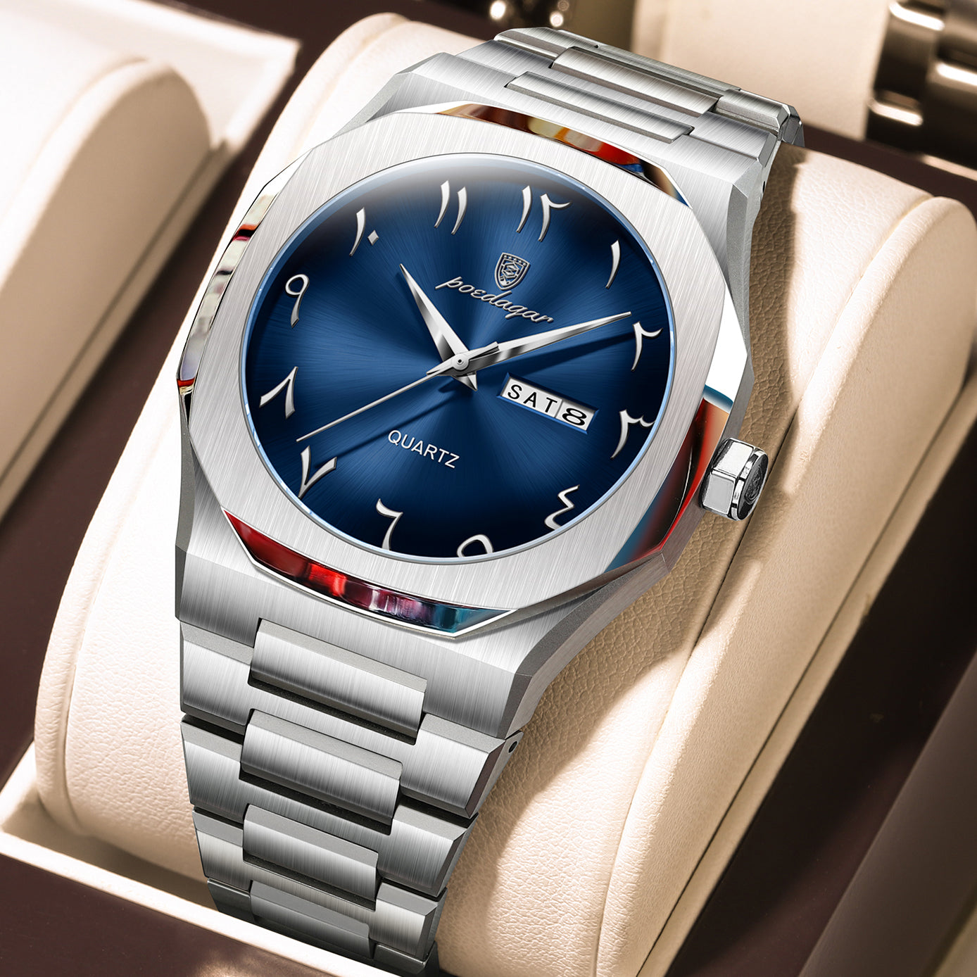 Swiss Design Men Watch - Watch Waterproof Week Calendar Quartz Stainless Steel
