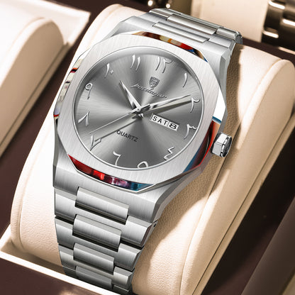 Swiss Design Men Watch - Watch Waterproof Week Calendar Quartz Stainless Steel