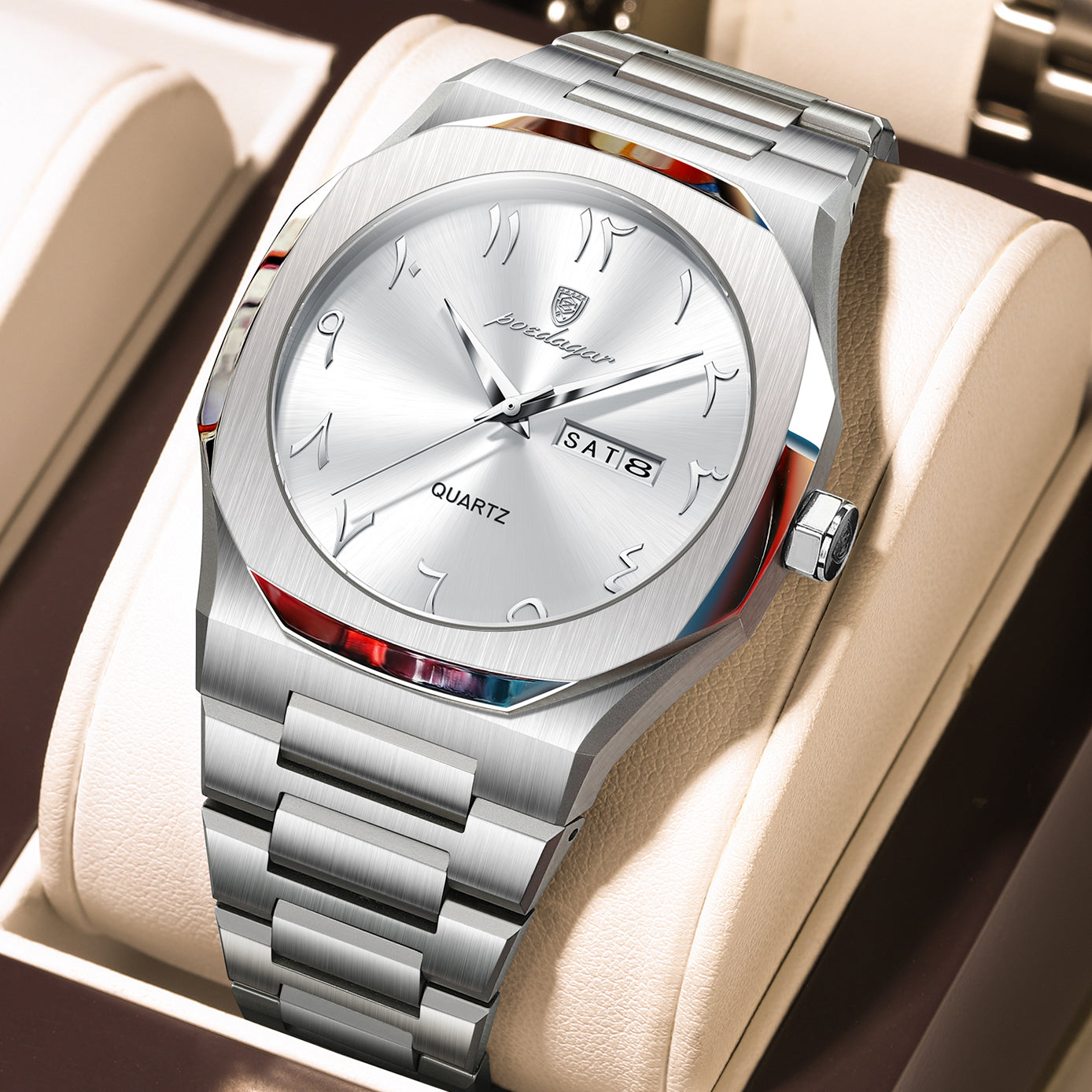 Swiss Design Men Watch - Watch Waterproof Week Calendar Quartz Stainless Steel