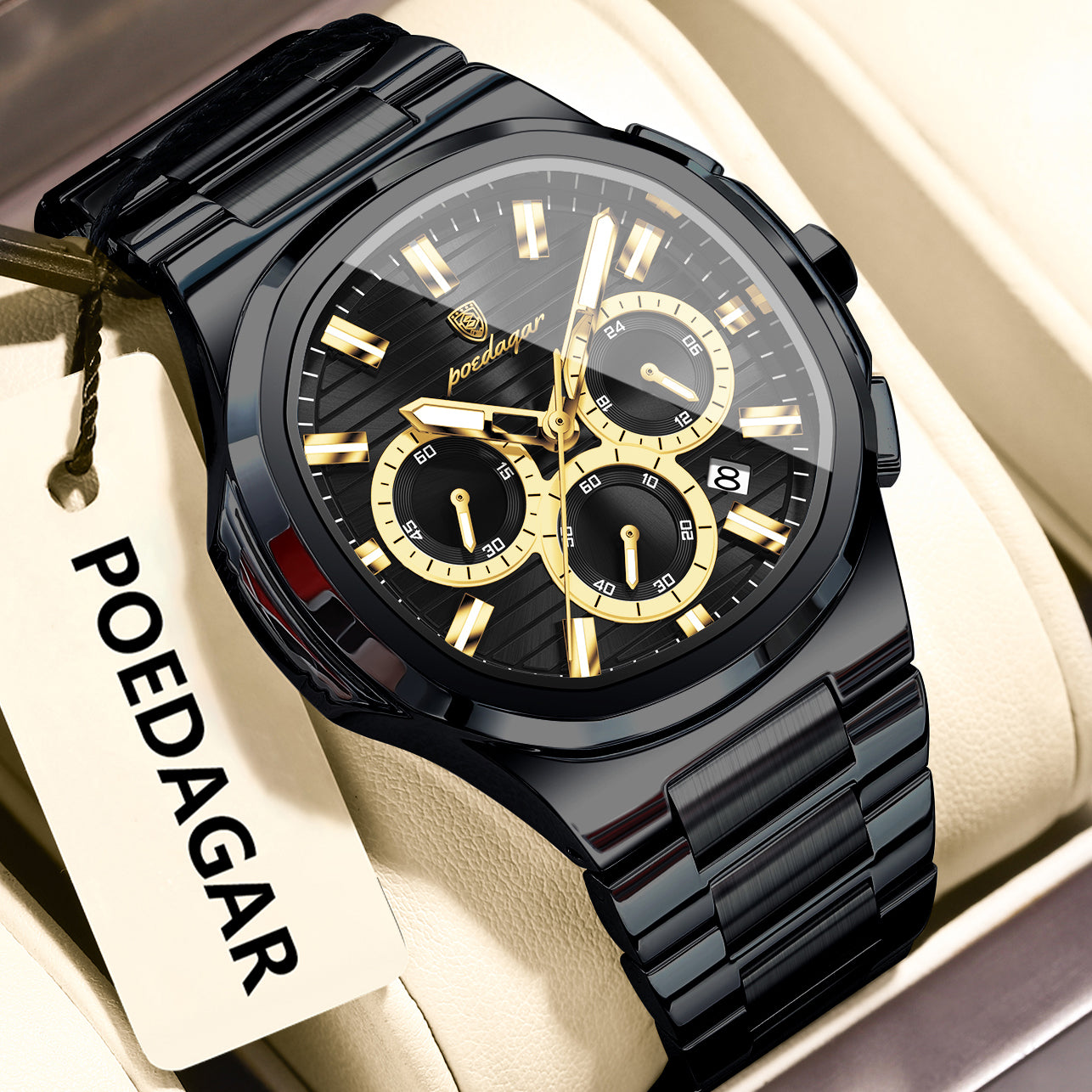 Swiss Design Men Watch - Date Chronograph Waterproof Luminous Stainless Steel Quartz