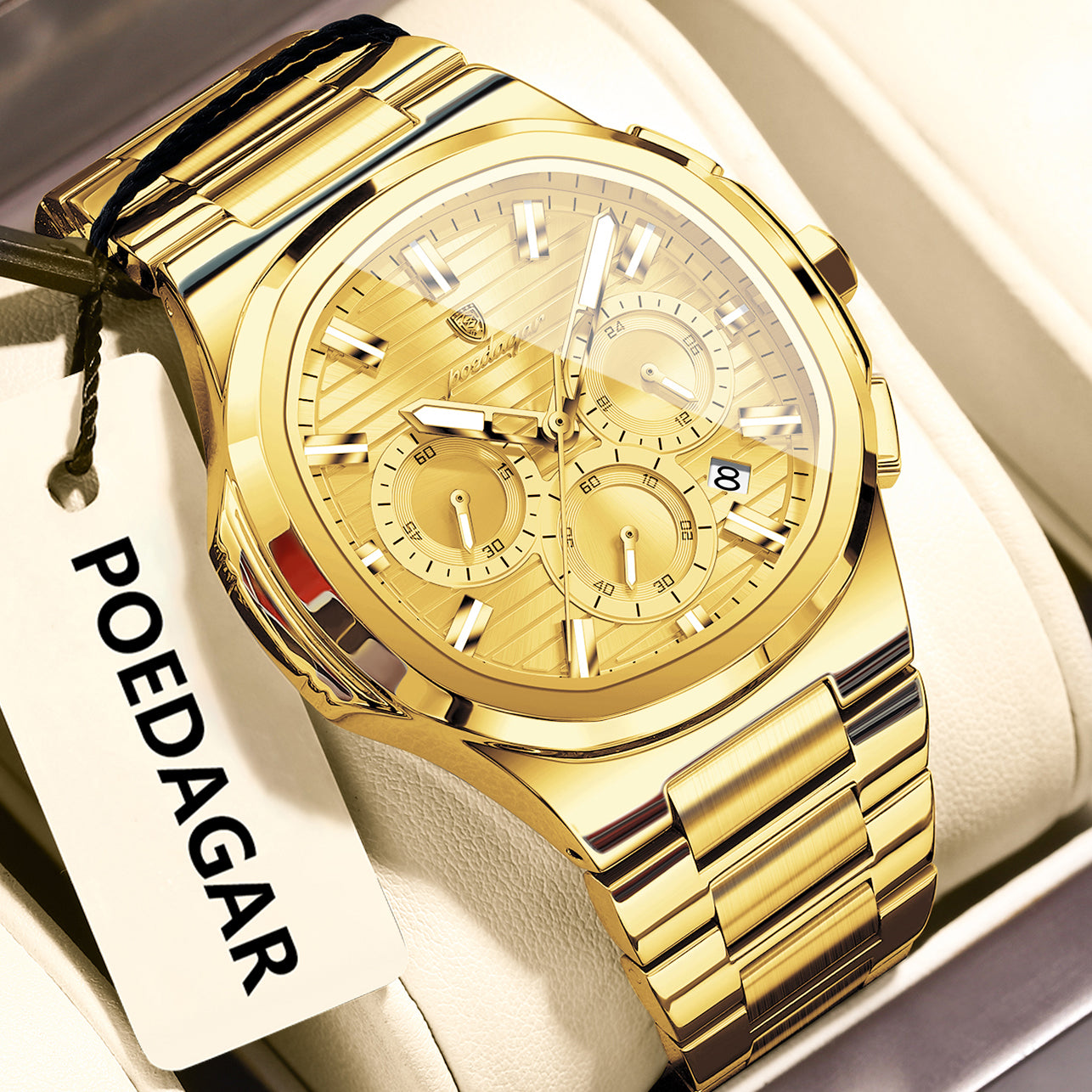 Swiss Design Men Watch - Date Chronograph Waterproof Luminous Stainless Steel Quartz