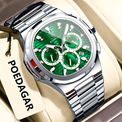 Swiss Design Men Watch - Date Chronograph Waterproof Luminous Stainless Steel Quartz