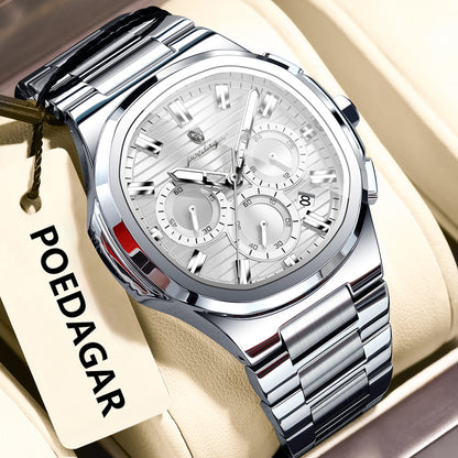 Swiss Design Men Watch - Date Chronograph Waterproof Luminous Stainless Steel Quartz