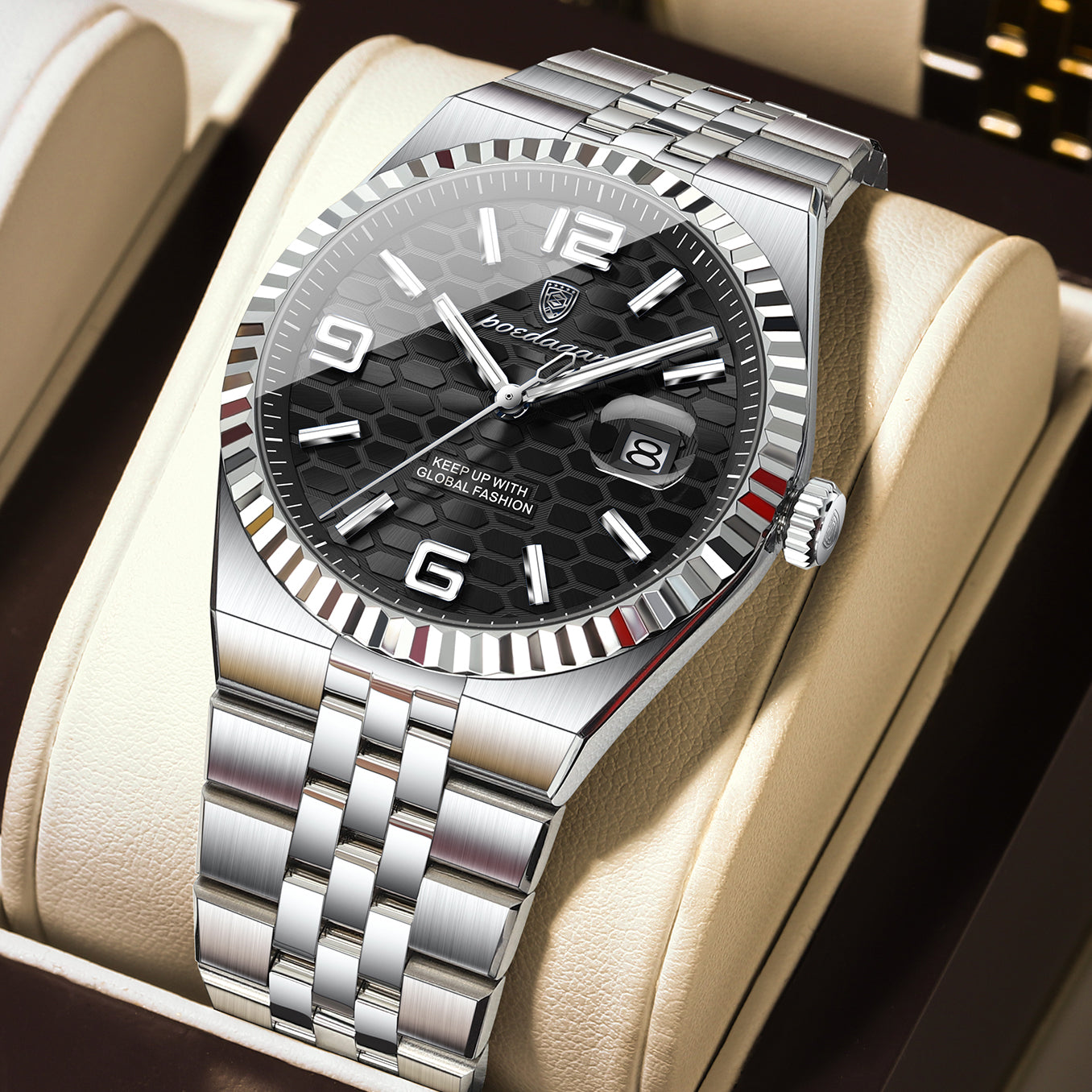 Swiss Design Men Watch - Waterproof Luminous Date Stainless Steel Quartz