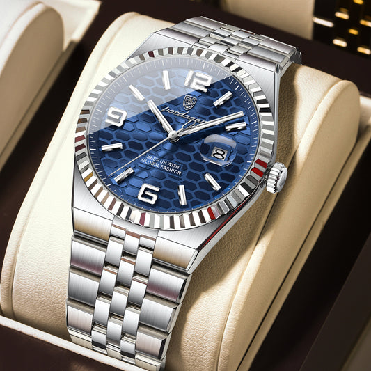 Swiss Design Men Watch - Waterproof Luminous Date Stainless Steel Quartz