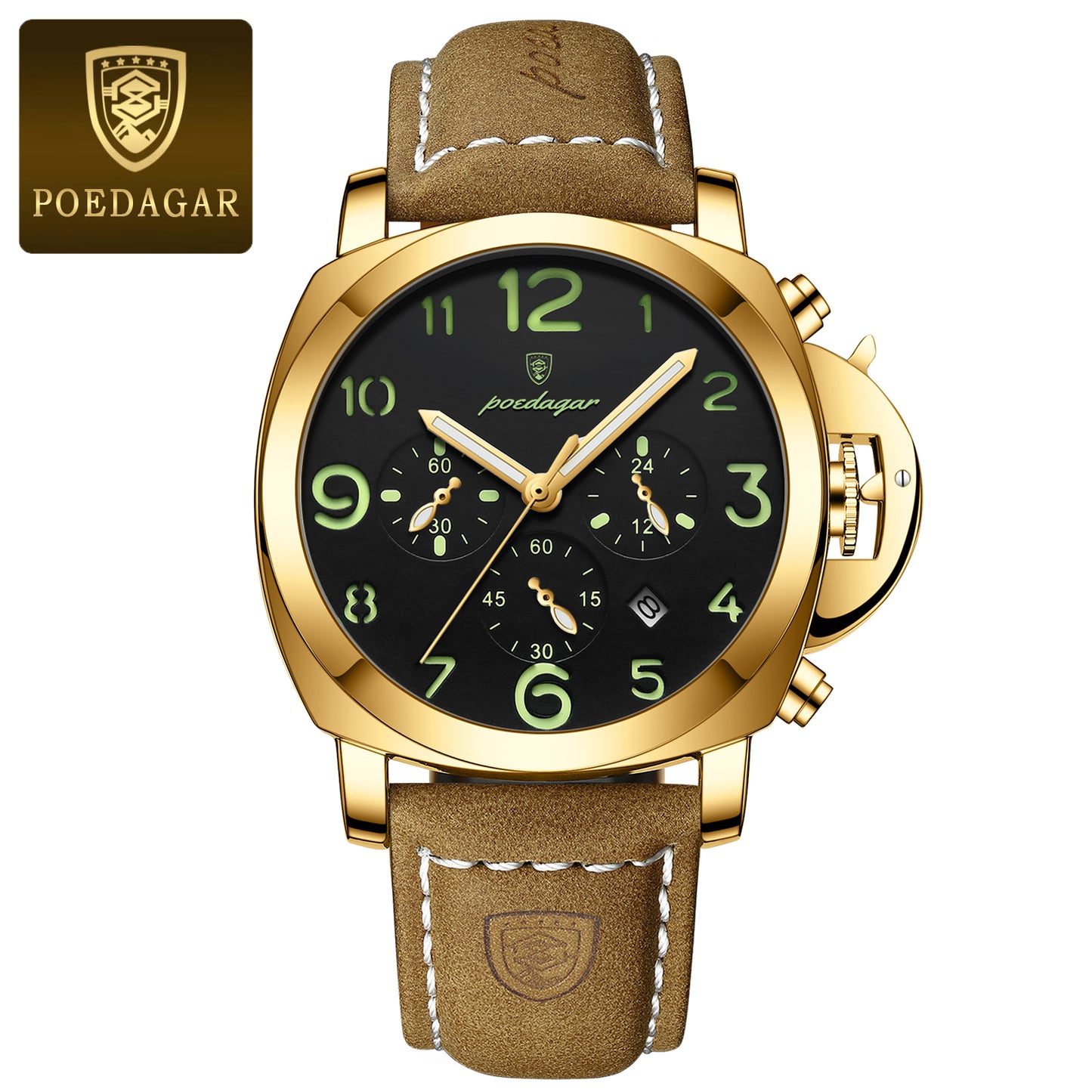Swiss Design Men Military Watch - Waterproof Luminous Leather Quartz