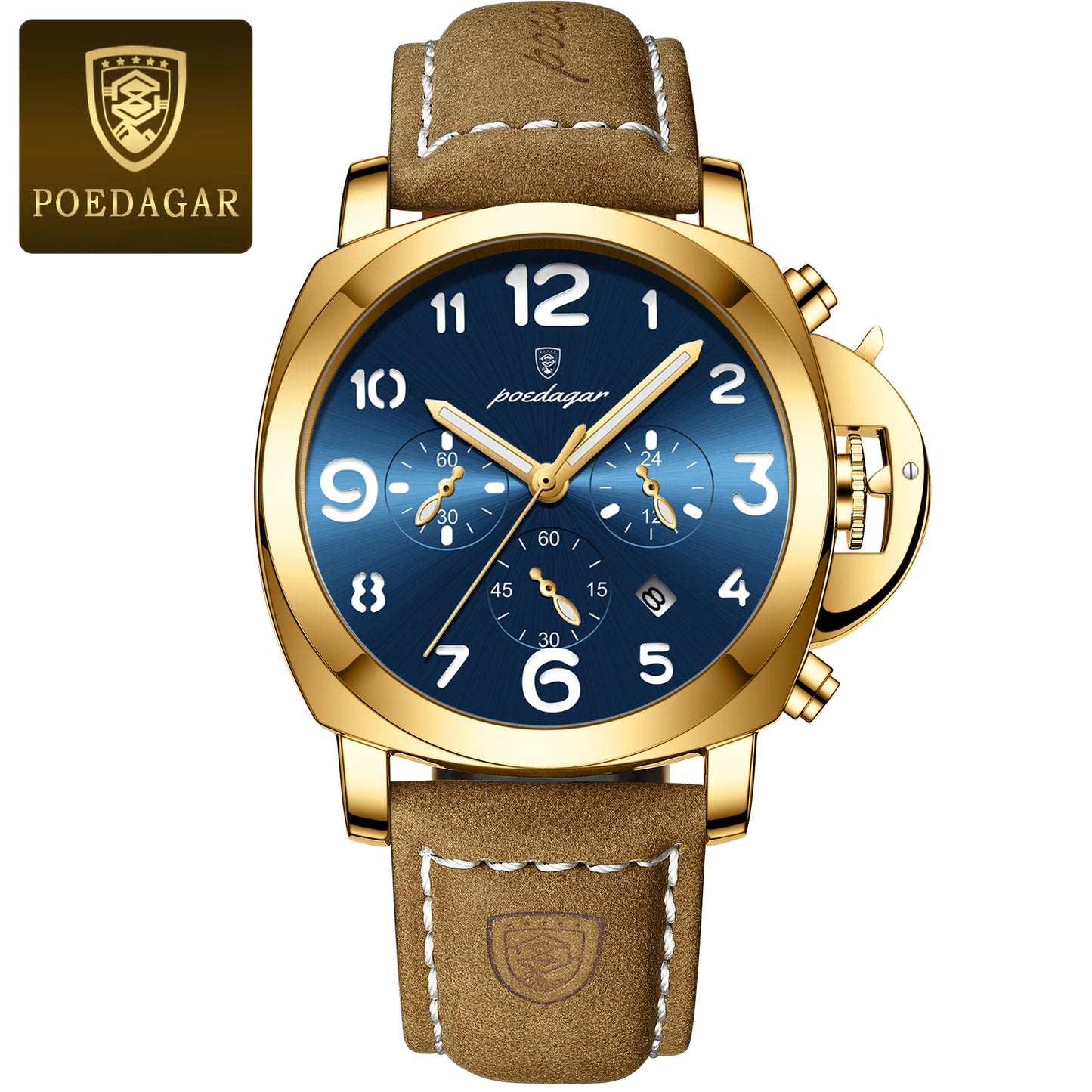 Swiss Design Men Military Watch - Waterproof Luminous Leather Quartz