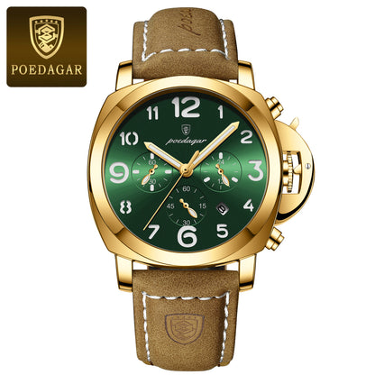 Swiss Design Men Military Watch - Waterproof Luminous Leather Quartz