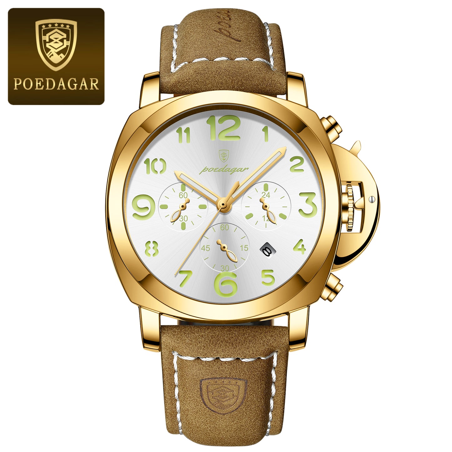 Swiss Design Men Military Watch - Waterproof Luminous Leather Quartz