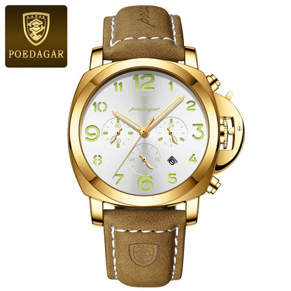 Swiss Design Men Military Watch - Waterproof Luminous Leather Quartz