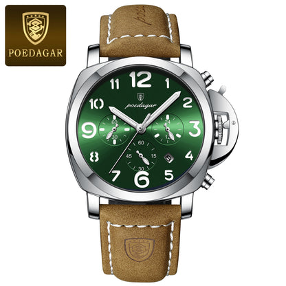 Swiss Design Men Military Watch - Waterproof Luminous Leather Quartz