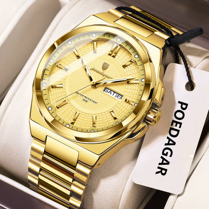 Swiss Design Men Watch - Sport Quartz Date Week Waterproof Luminous Stainless Steel