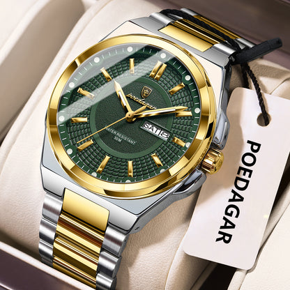 Swiss Design Men Watch - Sport Quartz Date Week Waterproof Luminous Stainless Steel