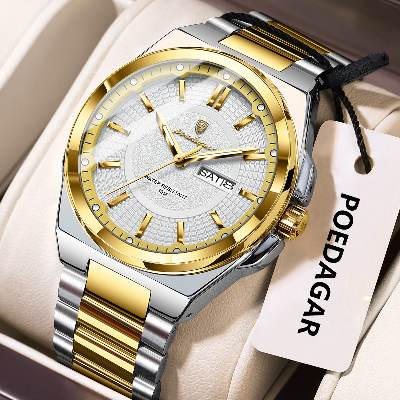 Swiss Design Men Watch - Sport Quartz Date Week Waterproof Luminous Stainless Steel