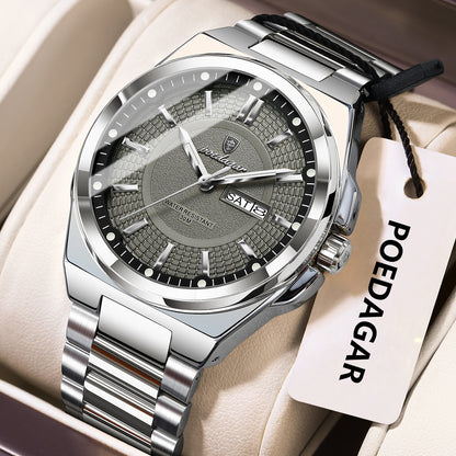 Swiss Design Men Watch - Sport Quartz Date Week Waterproof Luminous Stainless Steel