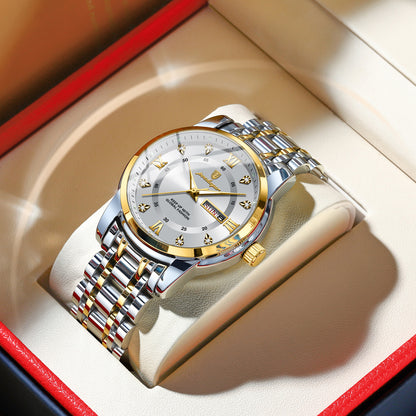 Swiss Design Men Watch - Date Week Waterproof Luminous Quartz Stainless Steel