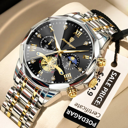 Swiss Design Men Watch - Waterproof Luminous Chronograph Stainless Steel Quartz
