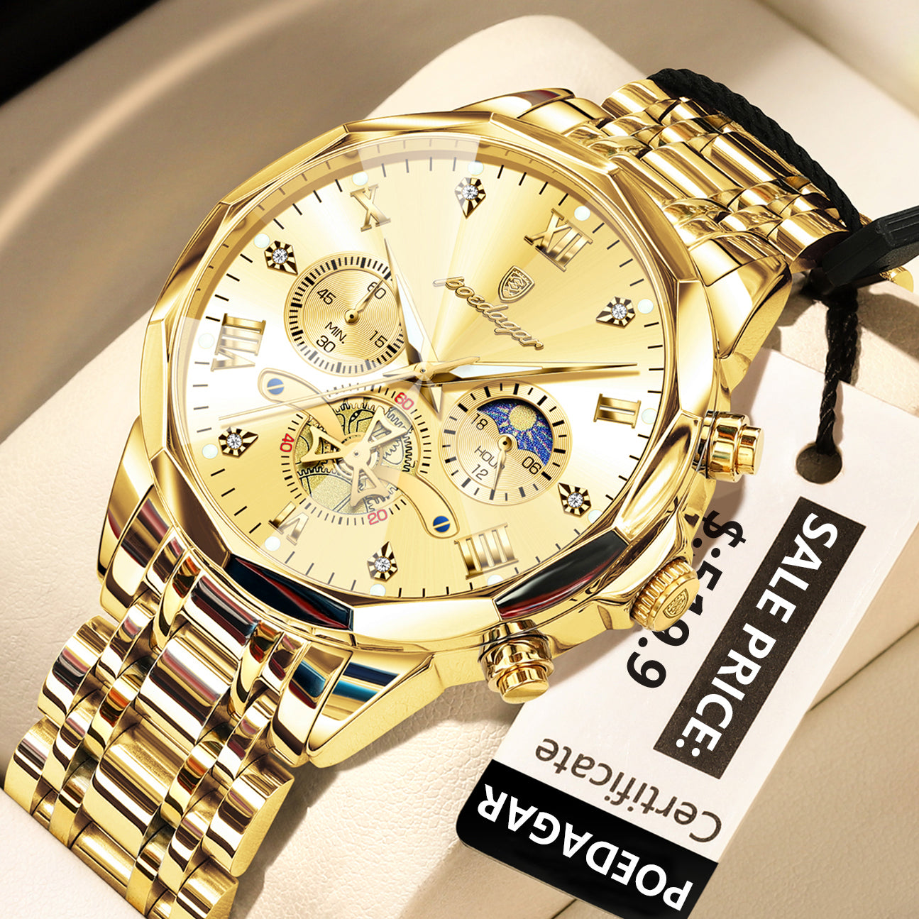 Swiss Design Men Watch - Waterproof Luminous Chronograph Stainless Steel Quartz