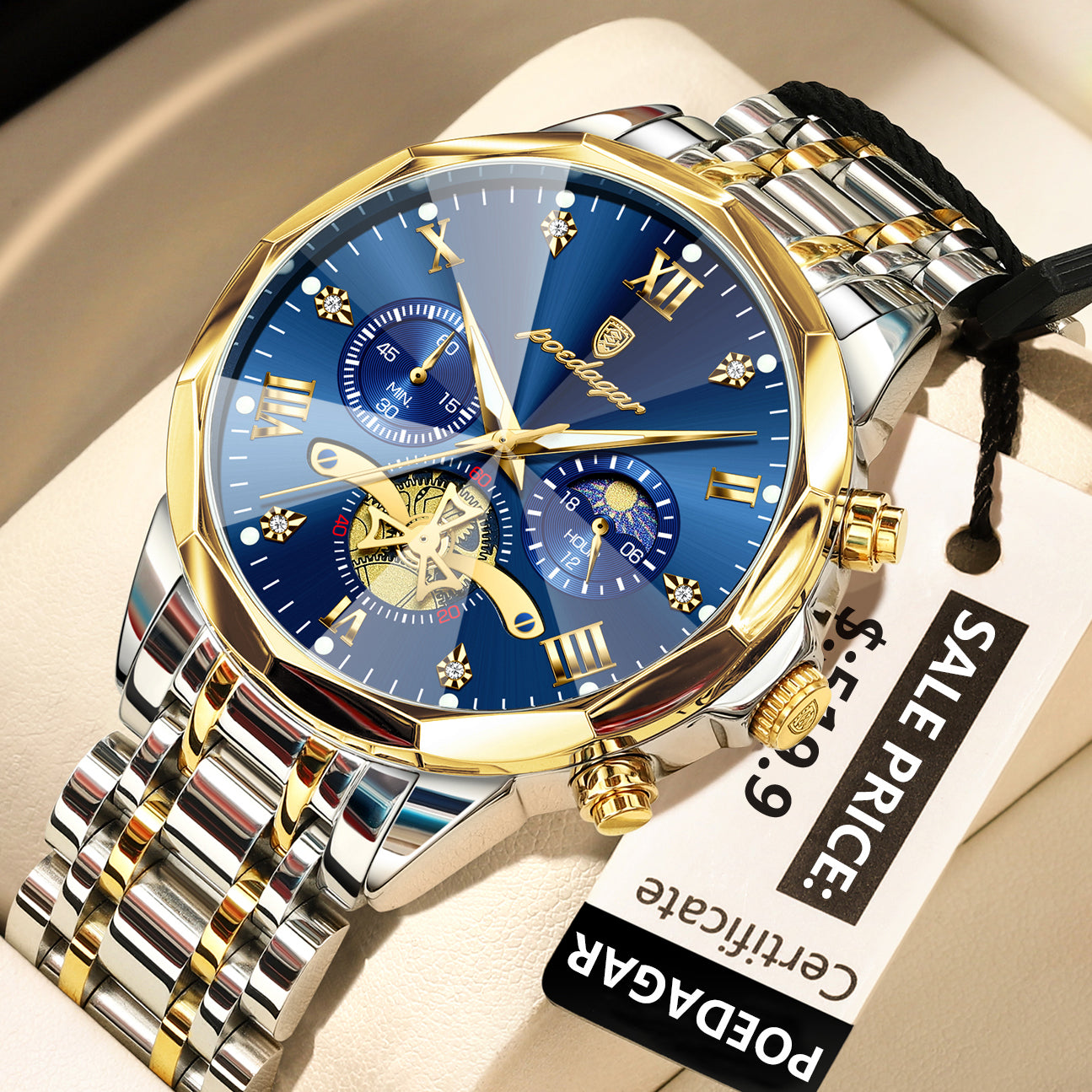 Swiss Design Men Watch - Waterproof Luminous Chronograph Stainless Steel Quartz