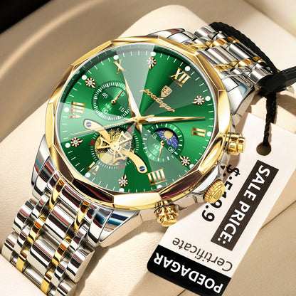 Swiss Design Men Watch - Waterproof Luminous Chronograph Stainless Steel Quartz