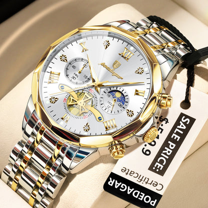 Swiss Design Men Watch - Waterproof Luminous Chronograph Stainless Steel Quartz