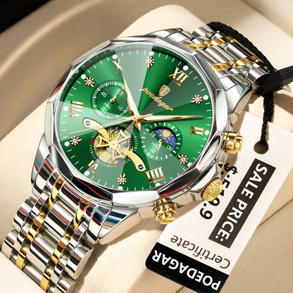 Swiss Design Men Watch - Waterproof Luminous Chronograph Stainless Steel Quartz