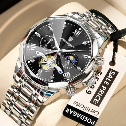 Swiss Design Men Watch - Waterproof Luminous Chronograph Stainless Steel Quartz