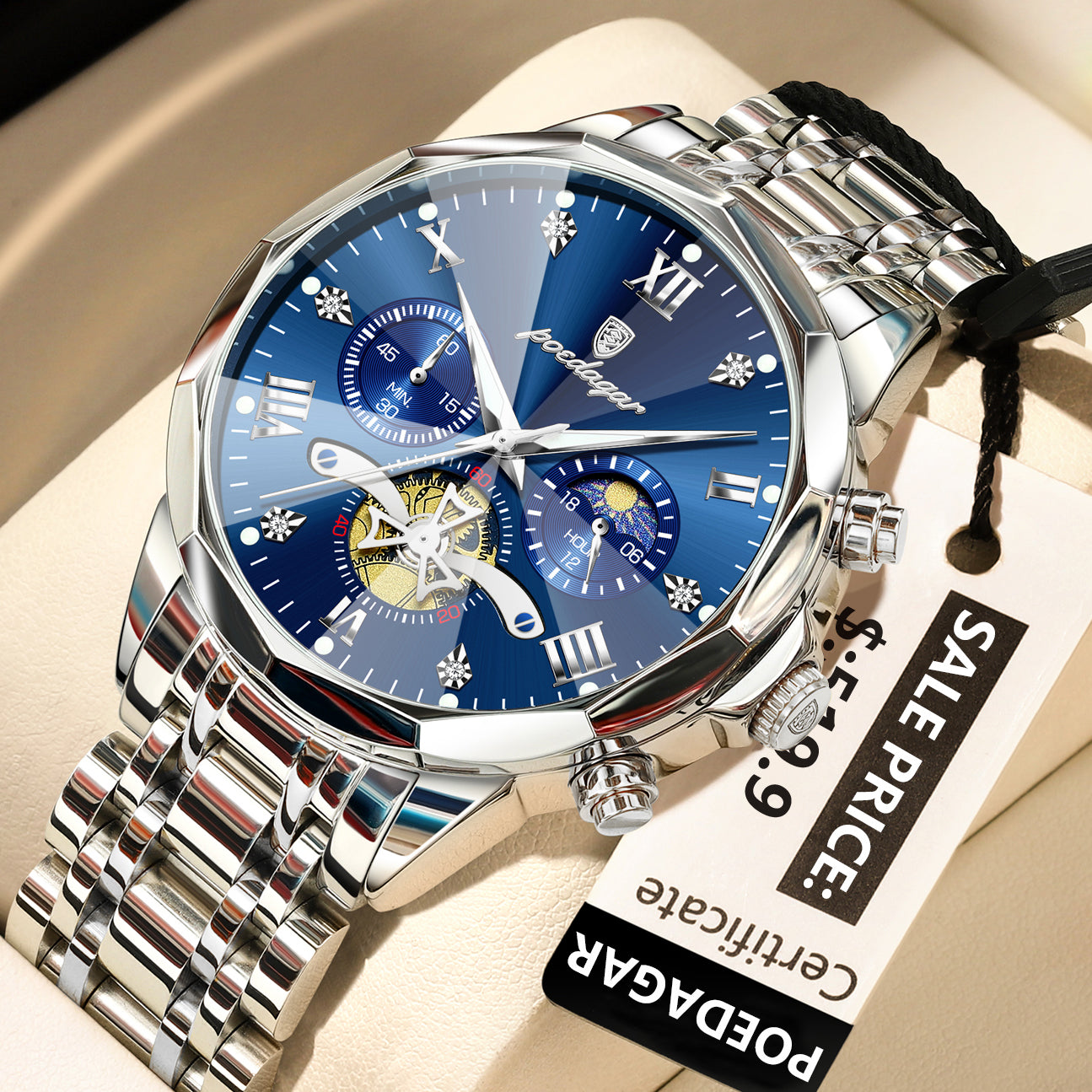 Swiss Design Men Watch - Waterproof Luminous Chronograph Stainless Steel Quartz